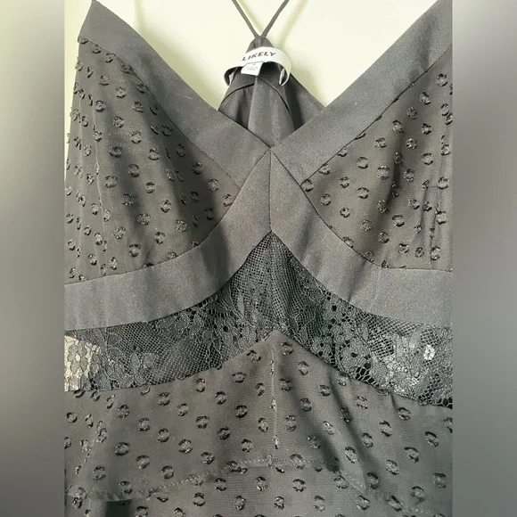 Likely Swiss dot and lace trim strappy top. Black. Size Large - Picture 7 of 7